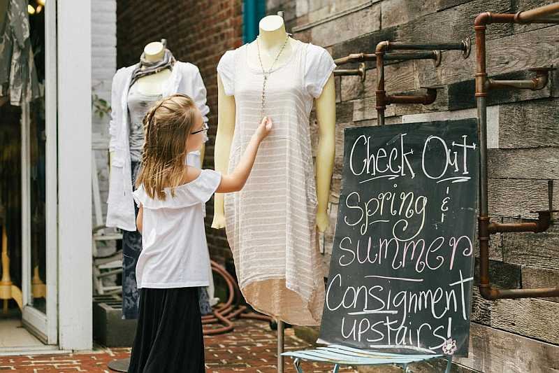 Girl checking eco-friendly fashion