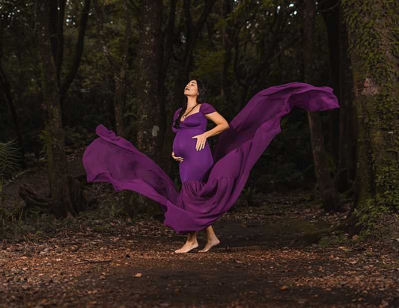 Woman with purple dress